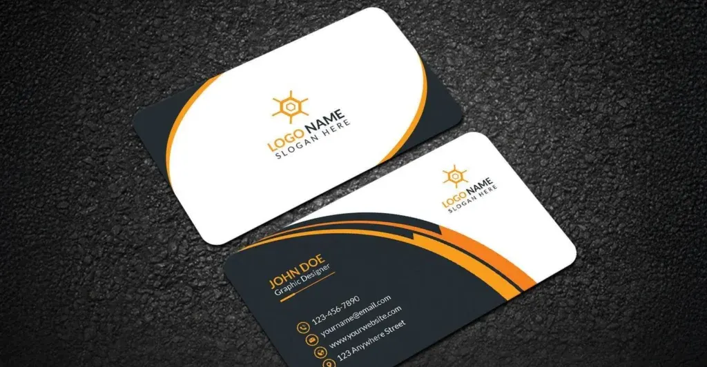 orange black business card